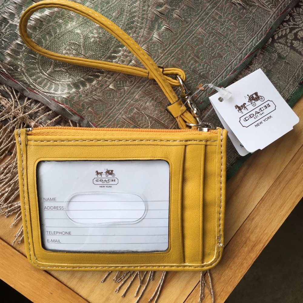 NWT Yellow Coach Zip Wristlet Wallet - Picture 3 of 8